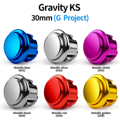 QANBA Gravity KS Arcade buttons metallic color 30mm Mechanical Pushbutton switch Plated buttons DIY Parts (8 Pcs)