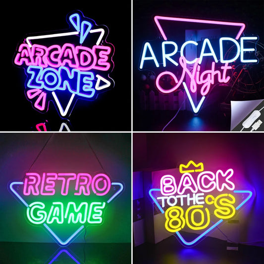 Arcade Zone Neon Led Sign Retro Game Room Decoration Home Bedroom Bar Party Gaming Club Art Wall Light Up Signs Gift For Gamer
