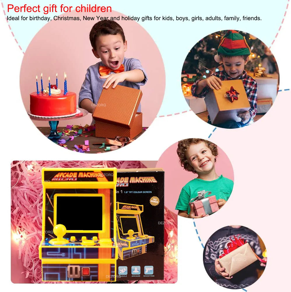 8 Bit Mini Arcade Handheld Game Console 1.8 Inch 152 Games Small Pocket Gaming Christmas Holiday Kids Gift