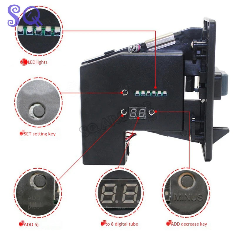 626 Multi Coin Acceptors Programmable Plastic Arcade Validator Electronic Selector Mechanism For Vending Washing Machine